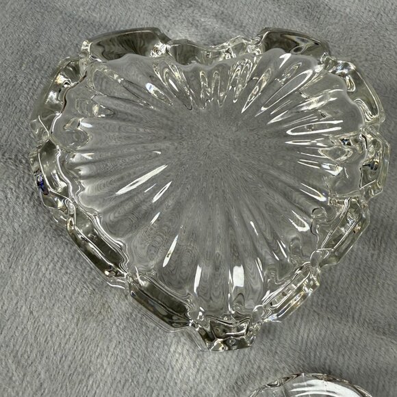 Heart-Shaped Crystal Zajecar 24% Lead Glass Trinket Box Made In Yugoslavia - Picture 14 of 16